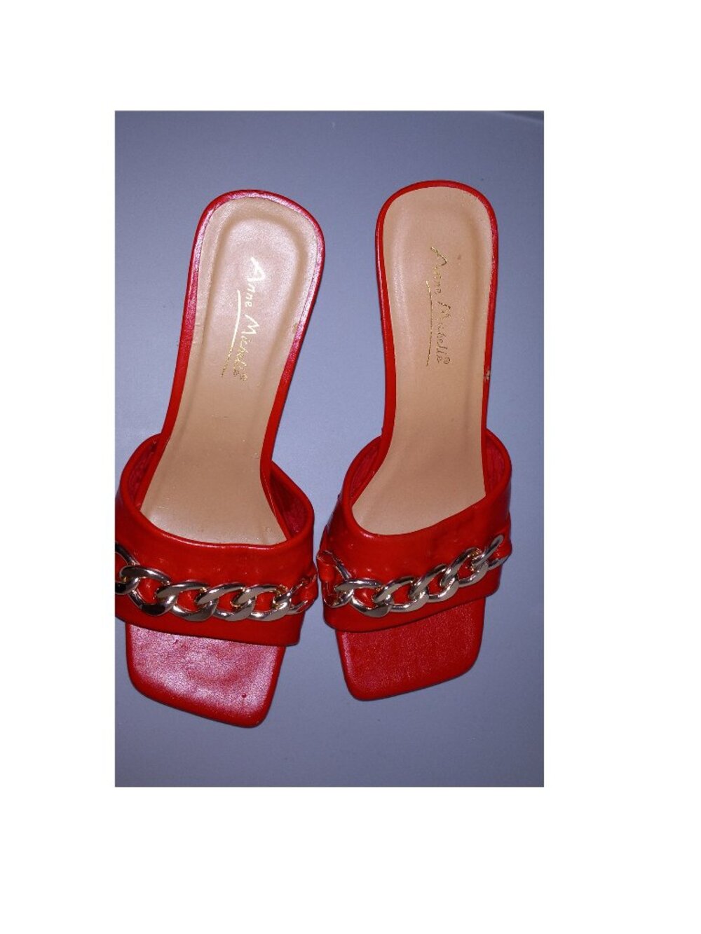 Anne Michelle Women Red Kitten heel Mules Size 7